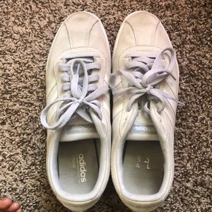 Gray and white Adidas